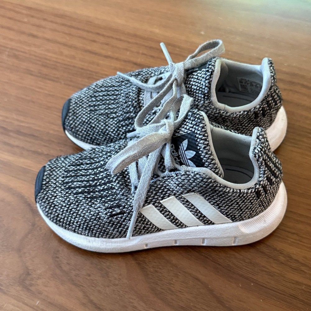 Adidas Kids Black and White Knit Sneakers